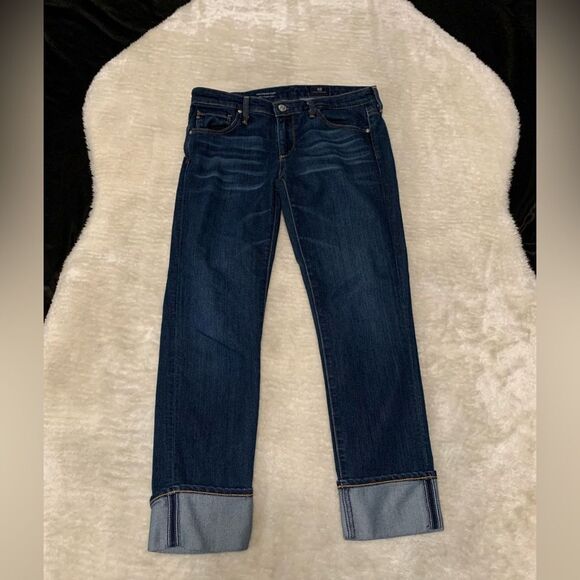 AG Adriano Goldschmied The Stevie Cut‎ Slim Straight Cuffed Blue Jeans Size 27 - Picture 1 of 8